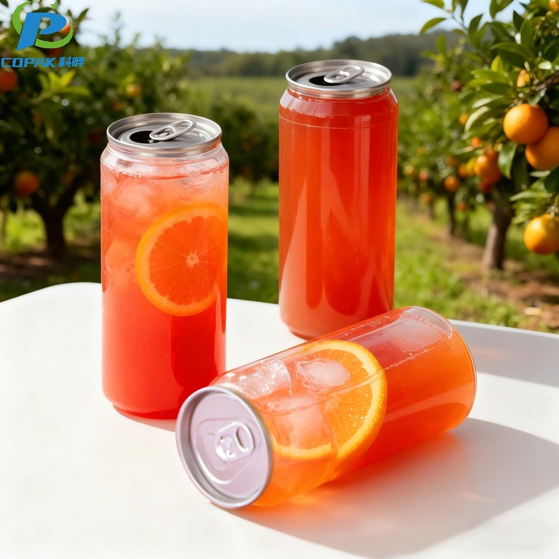 Custom design PET soda cans with lids