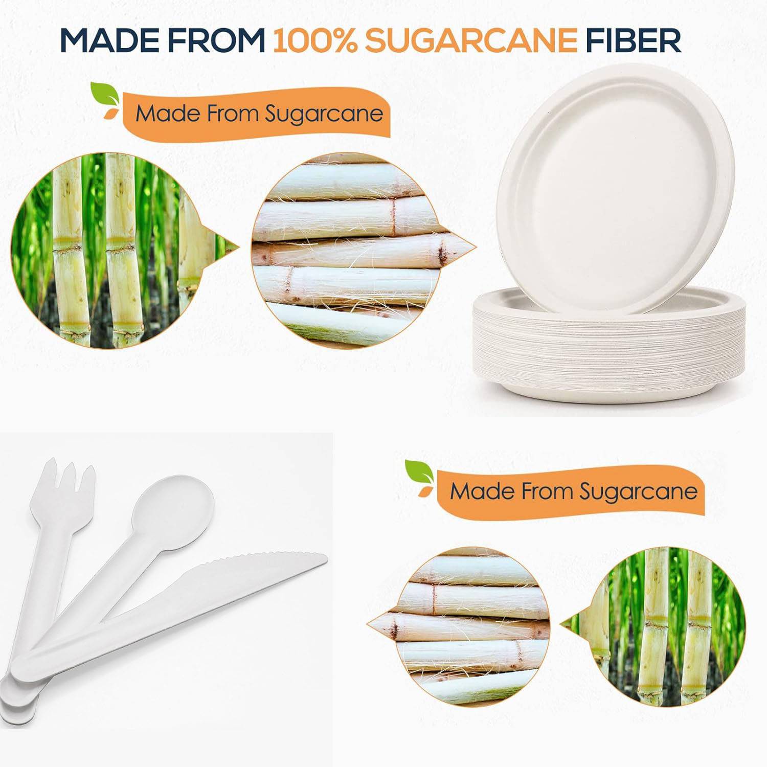 Eco-friendly compostable disposable sugarcane bagasse tableware for Birthday Bashes