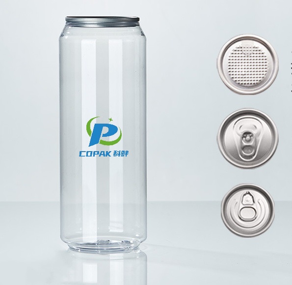 Manufacturer Clear Plastic Soda Drinking Can Cold Brew Coffee Cake Ice Cream Juice Jar Plastic Pop Can with Pull Ring Lid