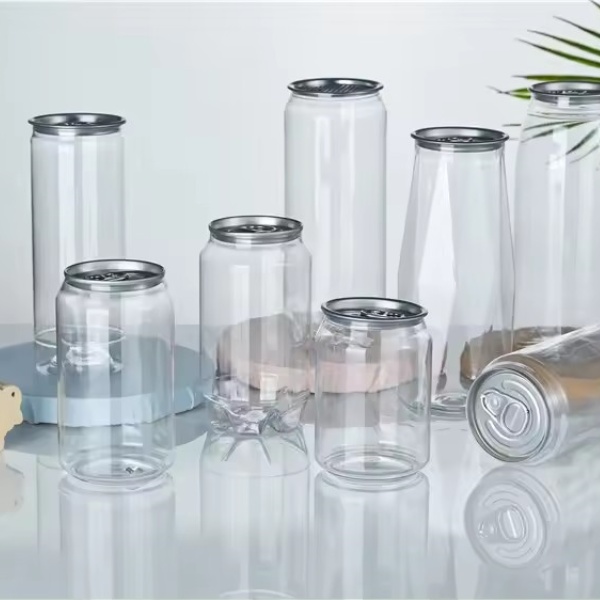 330ml 350ml Round Shape Empty Plastic Pet Easy Open Can with Easy Open Lid for Juice