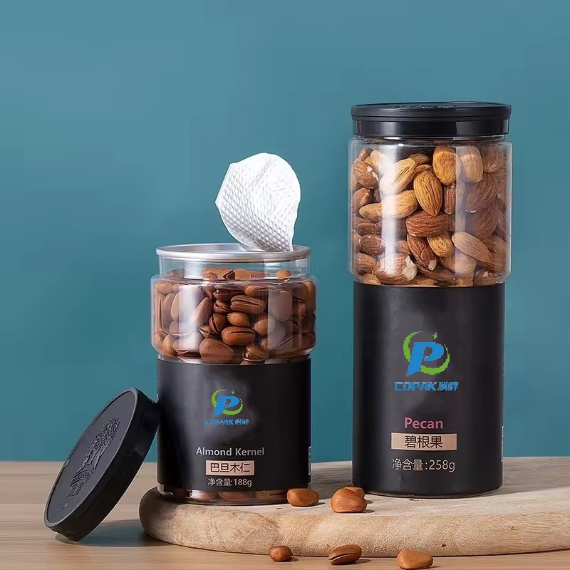 PET round transparent plastic Canister food jar pop cans