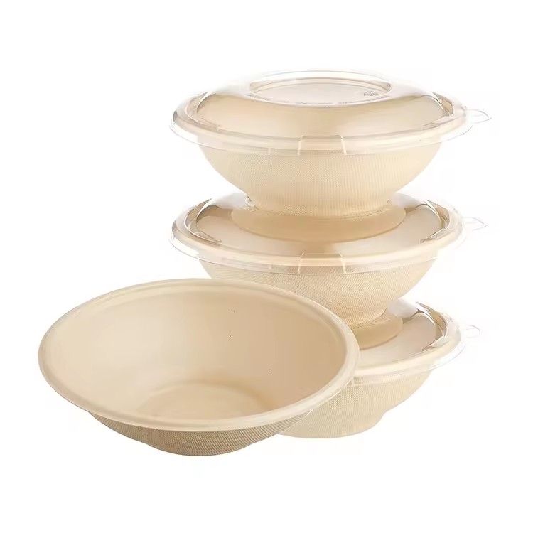 Eco Friendly custom Round White Sugarcane Bagasse Serving Bowl