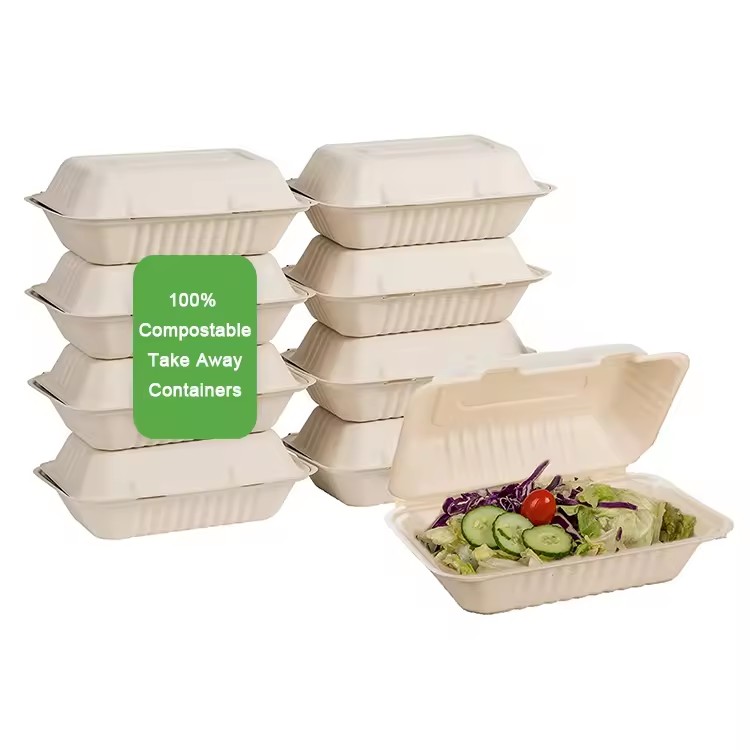 Biodegradable degradable disposable compostable food lunch box for corporate events