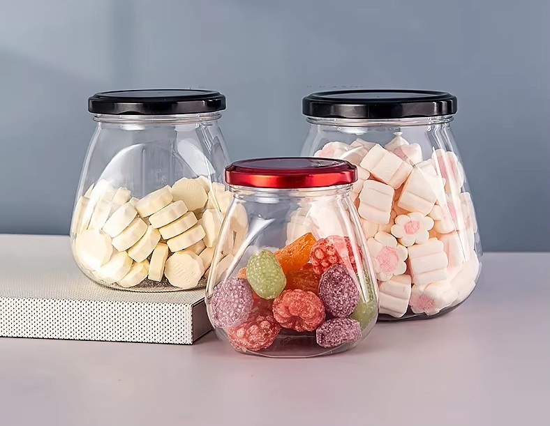 plastic candy cookies peanut butter PET jars with metal lid