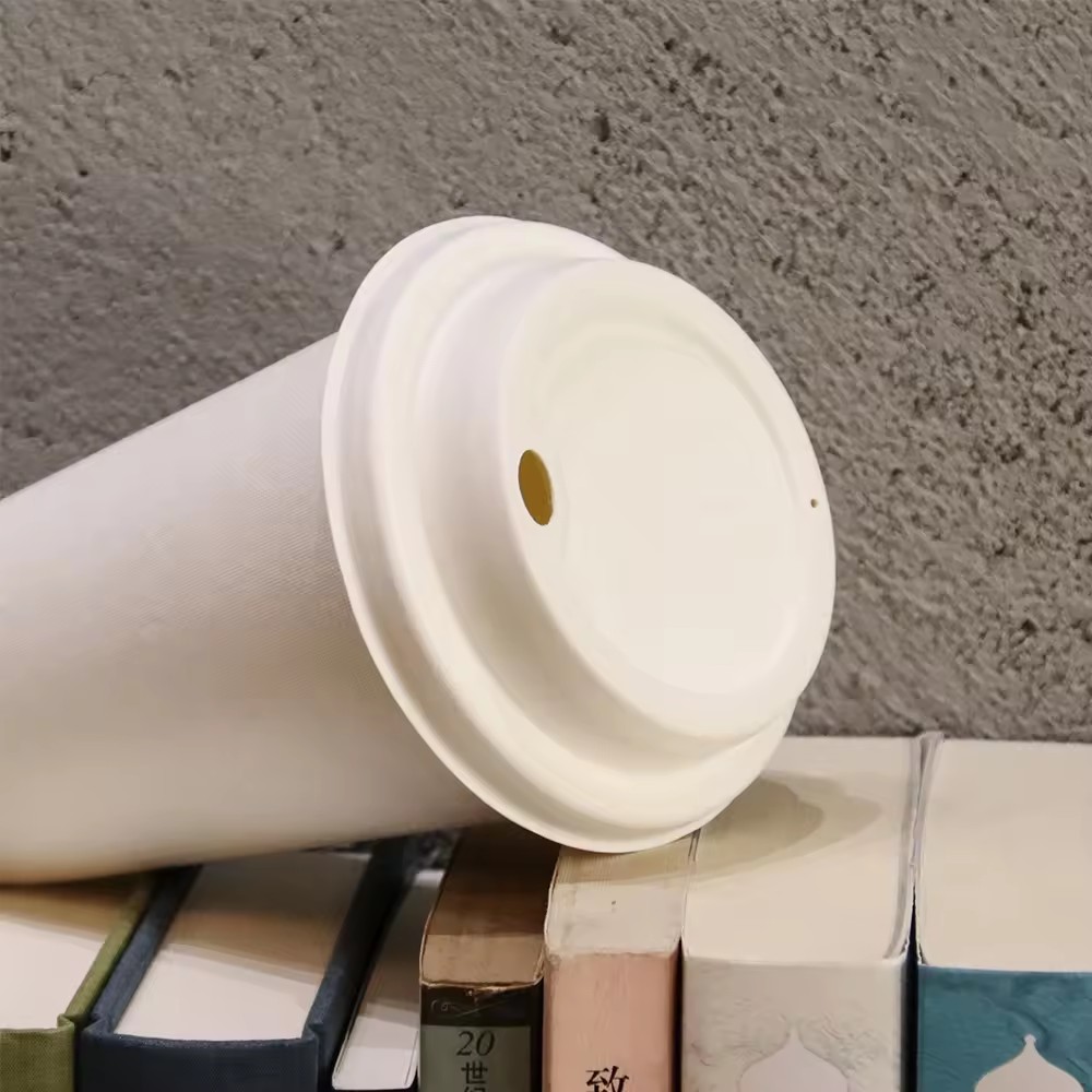 Biodegradable Takeaway Drink Cup Lid Sugarcane Bagasse Pulp Paper Coffee Cup Lid