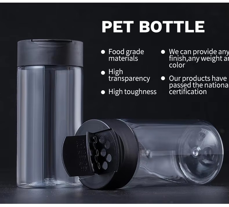 plastic Spice bottle jars seasoning container with double open Flip Top Lids